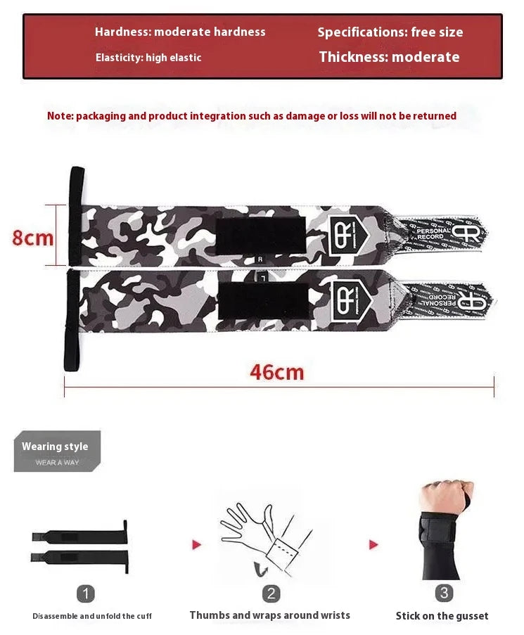 PR Fitness Wristband Weightlifting Deadlift Professional Strength Training Wrist Support Gym Elastic Wrist Brace Sport Exercise