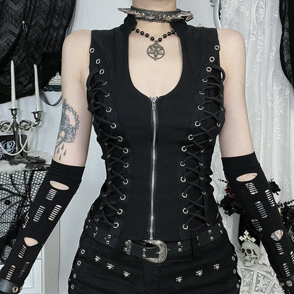 Women's Gothic Zip Slim Tank Top