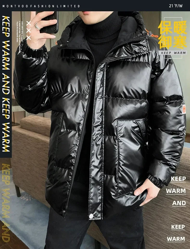Plus size 8XL 7XL 6XL shiny coats Men Hood Warm Hip HOP winter Overcoat men's cotton-padded Parkas casual men's thickened Parka