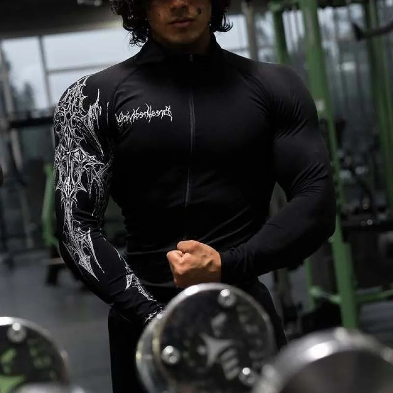 American Trendy Men's Sportswear Gym Fitness Tight-Fitting , Fitness Zipper - APEX RITUAL men's t-shirts