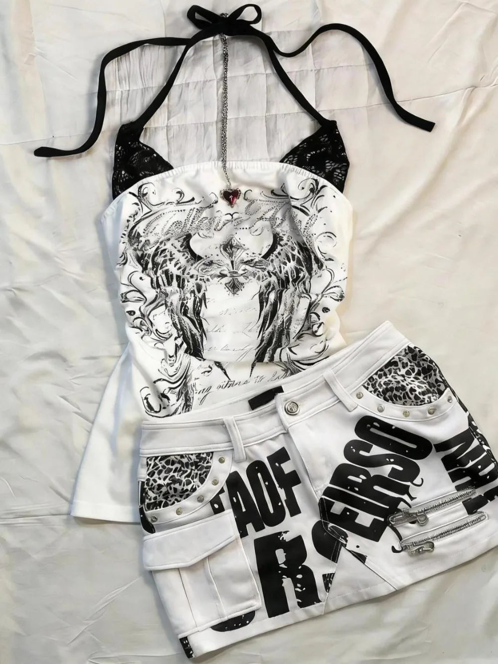 Women's Y2K Rose-Print Halter Crop Top