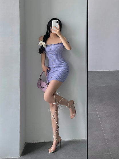 Women's One-Shoulder Knit Mini Dress