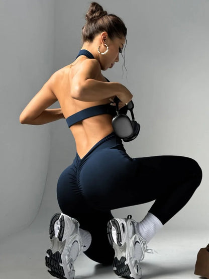 Women's Workout Slim Fit Backless Jumpsuit