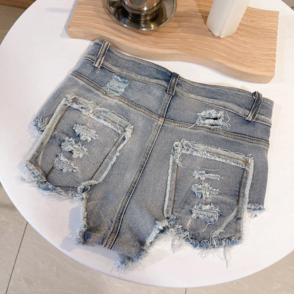 2026 New Women's Sexy High Waisted Raw Edge Tight Jeans Denim Shorts Summer Holiday S-XXL