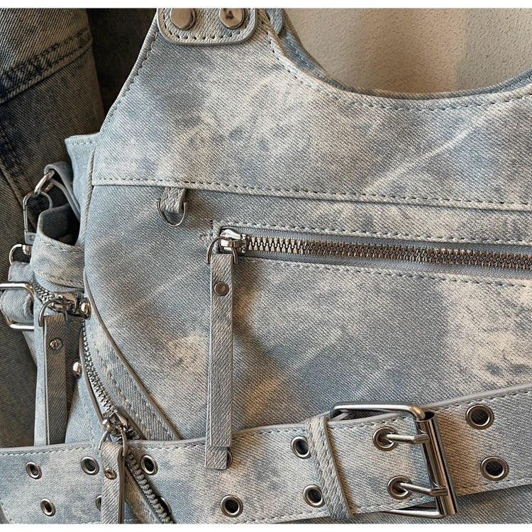 Fashionable Large Capacity Rivet Street Style Women's Tote Bag Shoulder Crossbody Bag Durable Polyester  Commuter Bag