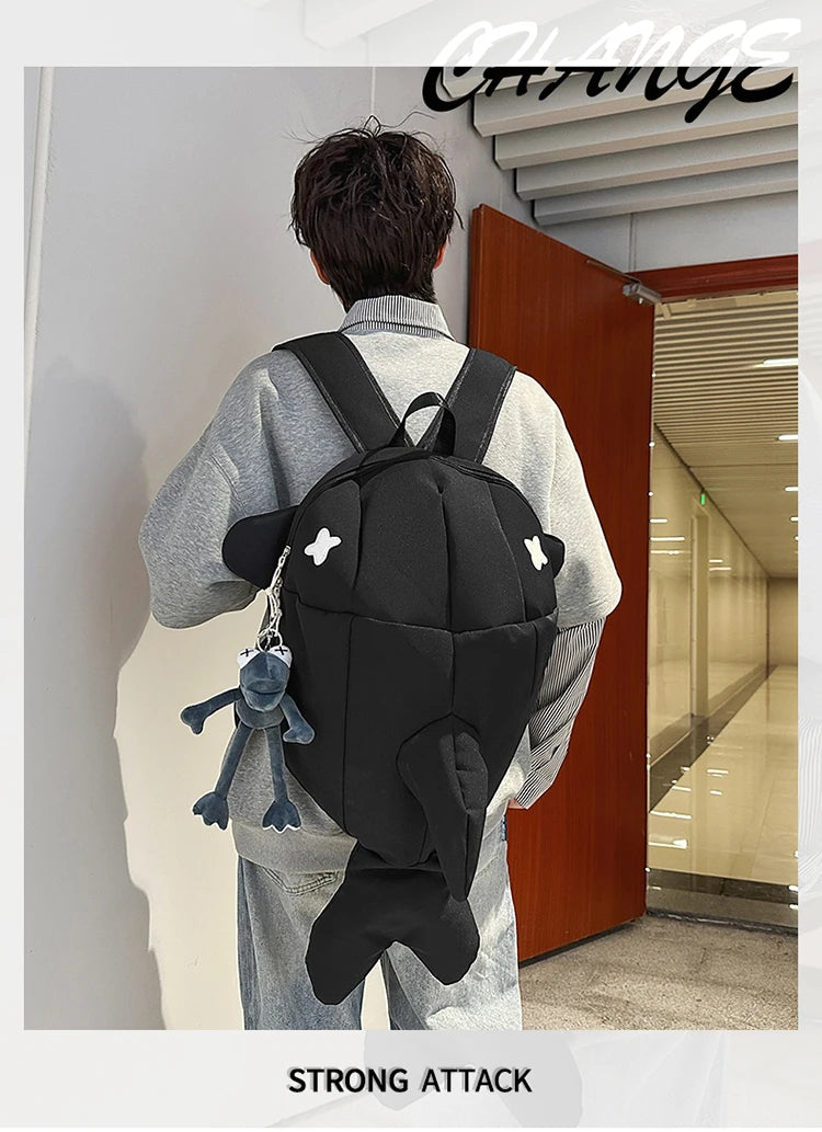 Whale Design Dual Shoulder Backpack Unisex Street Style Cycling Bag Fashionable Student Backpack for Men And Women