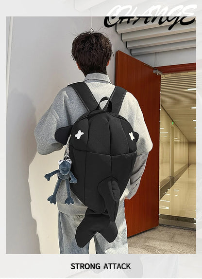 Whale Design Dual Shoulder Backpack Unisex Street Style Cycling Bag Fashionable Student Backpack for Men And Women