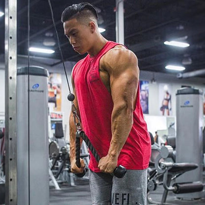 Men's Cotton Tank Top Gym Fitness Bodybuilding Sleeveless Singlet Workout Vest Summer Casual Basketball Shirt Male Sports Tops