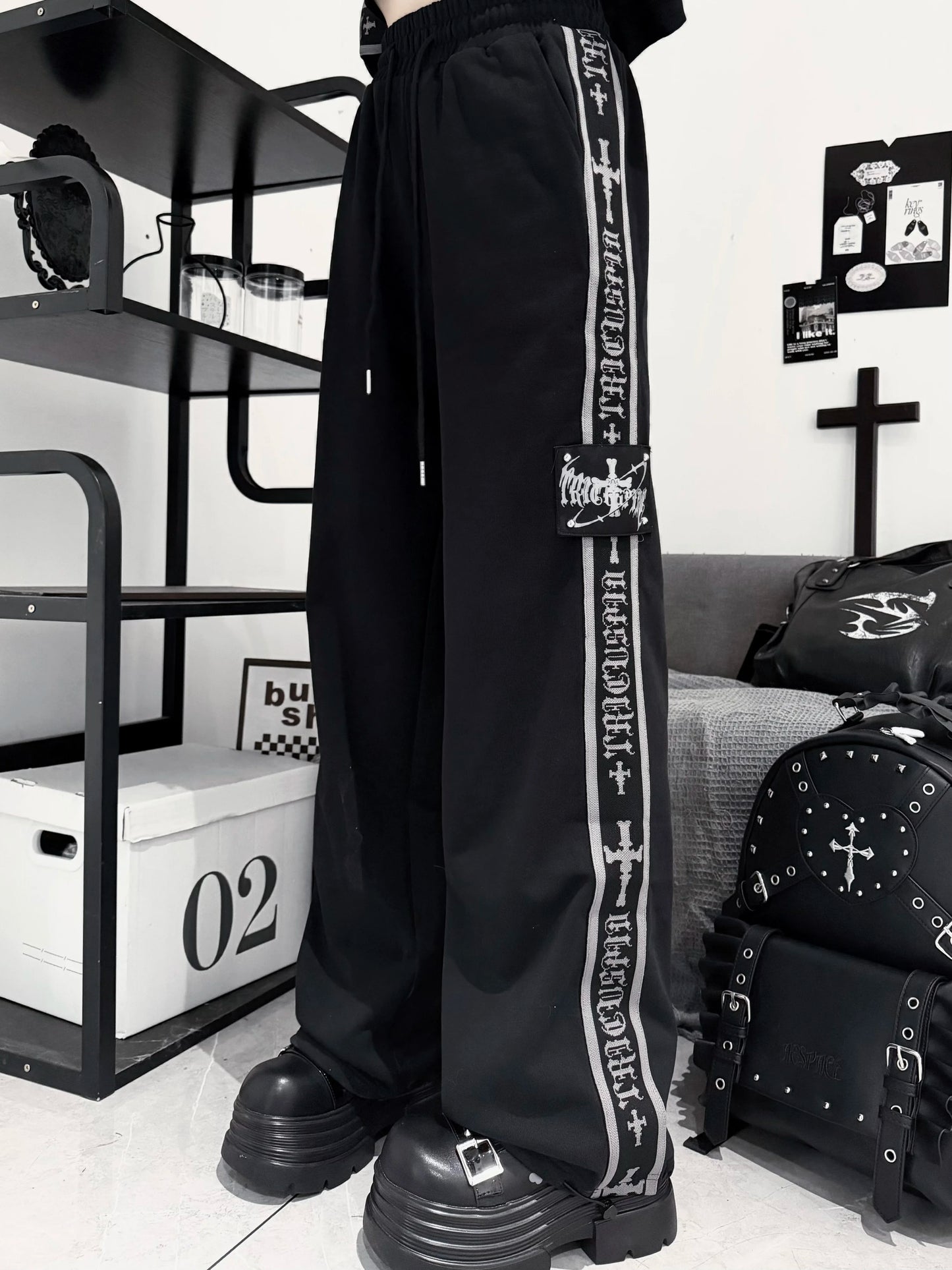 Original Printed Subculture Dark Loose Tracksuit Top and Pants Set Women's Outfits Oversized Stand Collar Zipper Sweatshirts