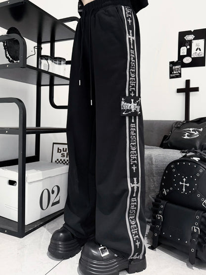 Original Printed Subculture Dark Loose Tracksuit Top and Pants Set Women's Outfits Oversized Stand Collar Zipper Sweatshirts