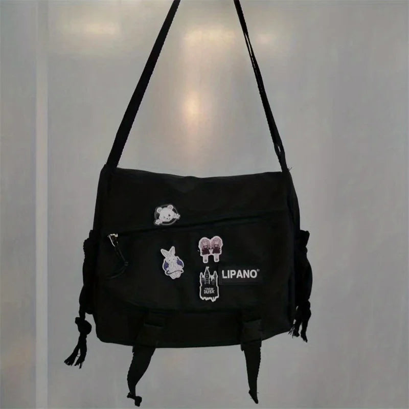 Nylon Messenger Bag Men Shoulder Bag Trendy Men's Messenger Bag, Student School Bag, Solid Color Crossbody Bags for Men Handbag