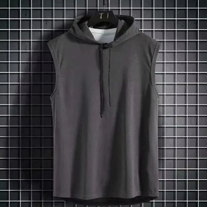 Vest Sleeveless Tees Hooded Woman Men's Tank Tops Male T-Shirt Gym Training Exercise Sport Shirt Korean Style Casual Solid Color