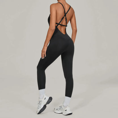 Women's Workout Backless Purple Jumpsuit