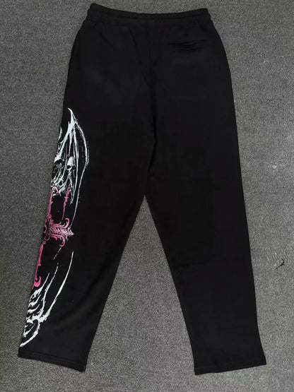 Breathedivinity American-style street workout casual loose-fit printed cotton long pants