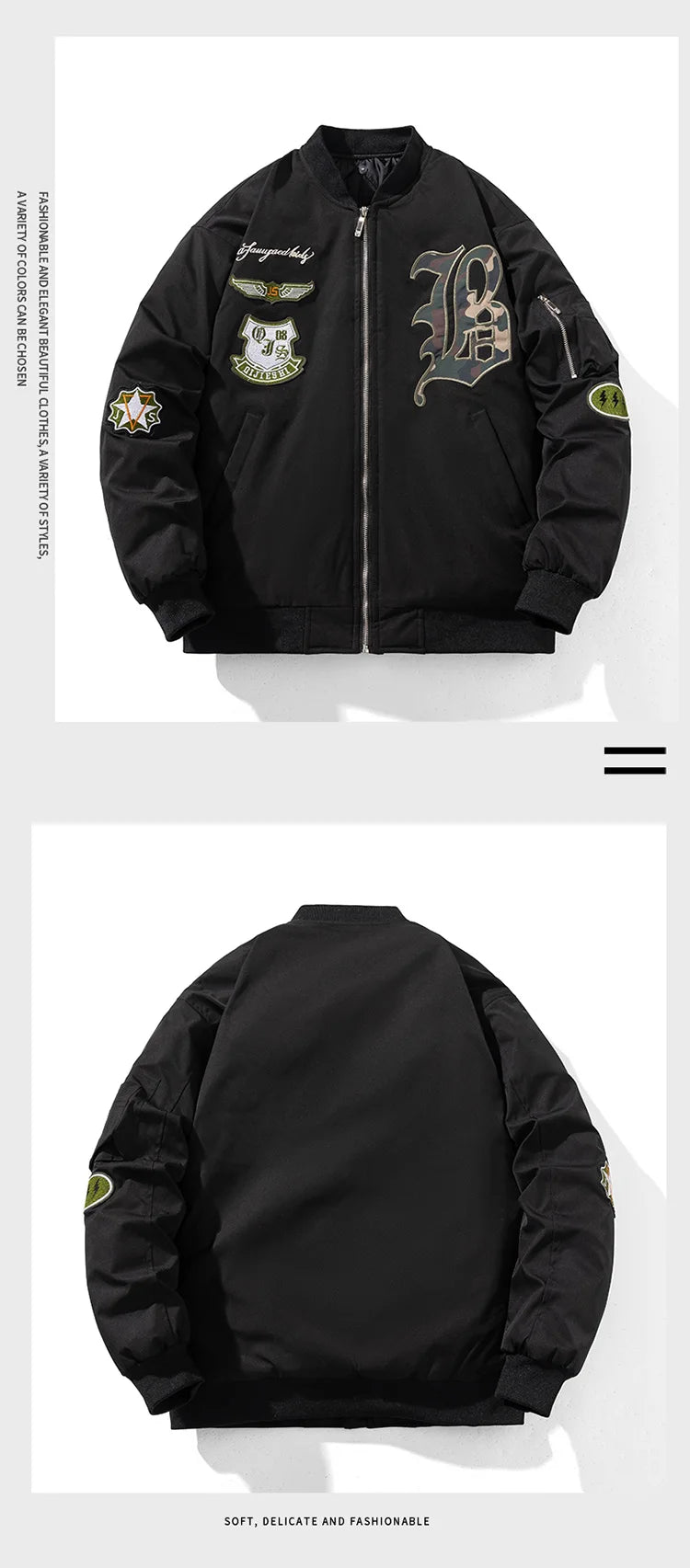 Autumn Winter Pilot Jacket Men Women Badge Star Vintage Bomber Jacket Embroidery Men Fashion Hip Hop Windbreaker Coat Streetwear