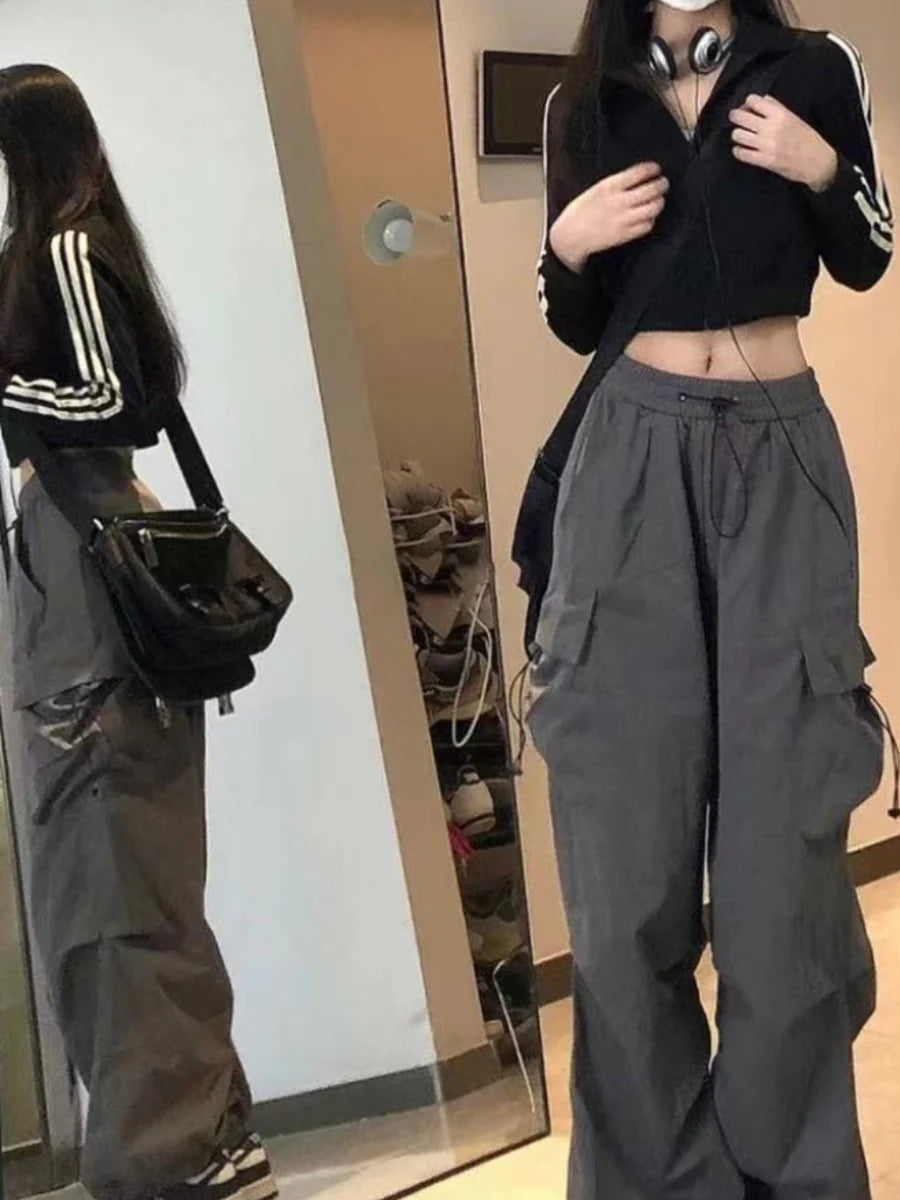 Bla Summer Thin Spor Wide Leg Casual Pants Qui Dry Jazz Dance Loose Fit Workwear Trousers High Waist Elastic Waisand