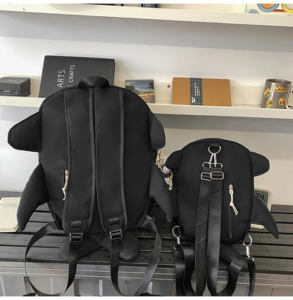 Whale Design Dual Shoulder Backpack Unisex Street Style Cycling Bag Fashionable Student Backpack for Men And Women