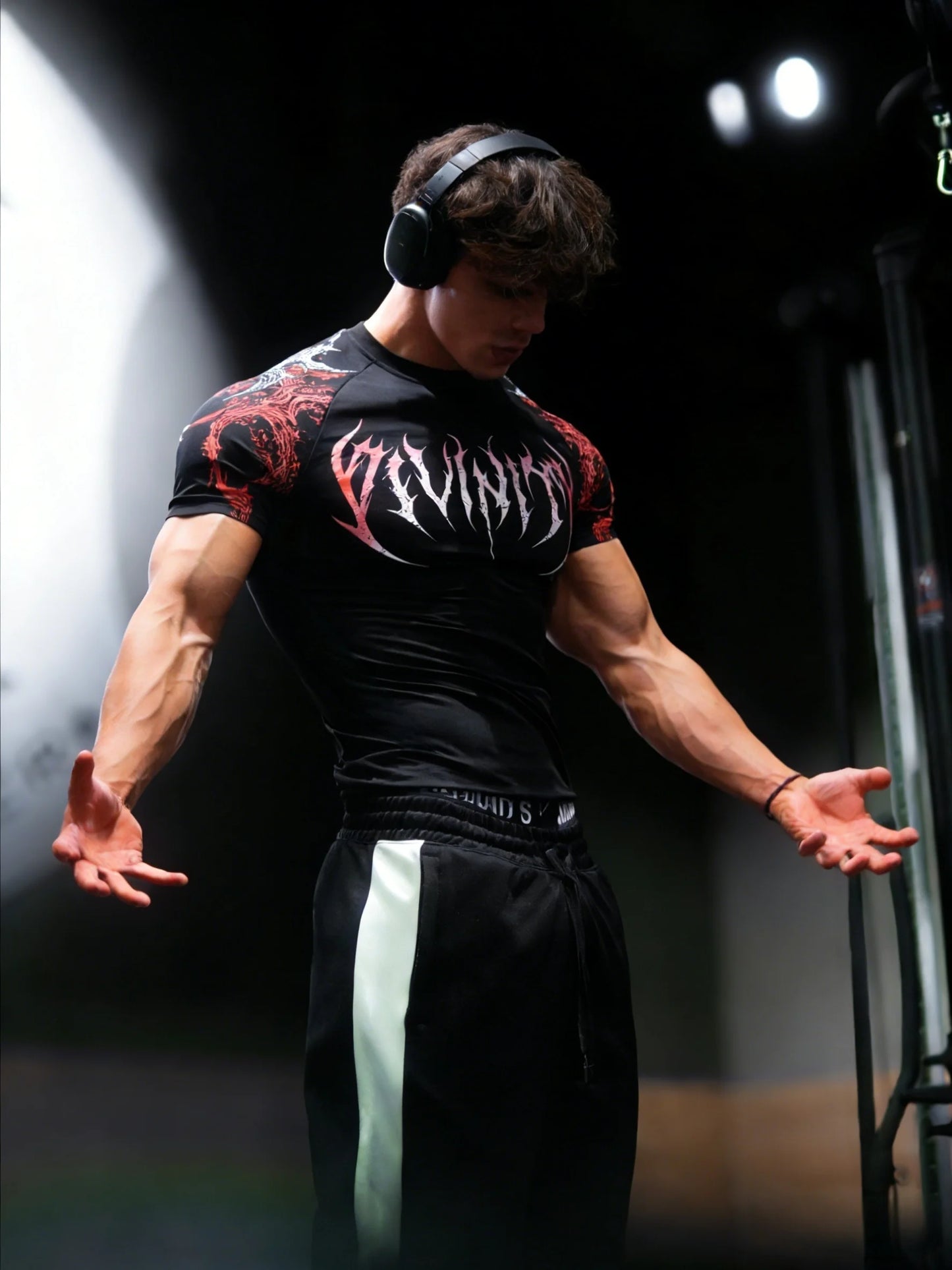 Men'S Athletic Fitness T-Shirt, Summer Quick-Dry Compression Shirt, Stylish Gothic Print Men'S Sports Top