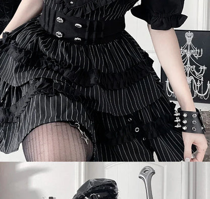 Women's Gothic Puff-Sleeve Sweetheart Dress