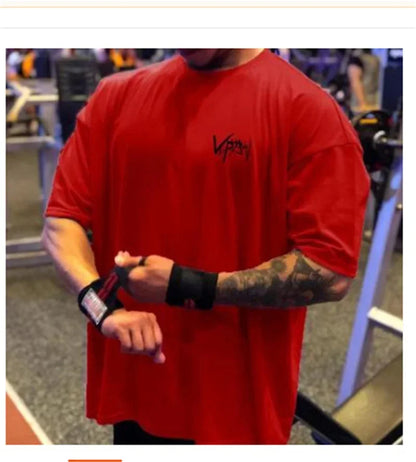 Apex Ritual – メンズオーバーサイズスポーツTシャツ – 丸首コットンサマートレーニングランニングティー