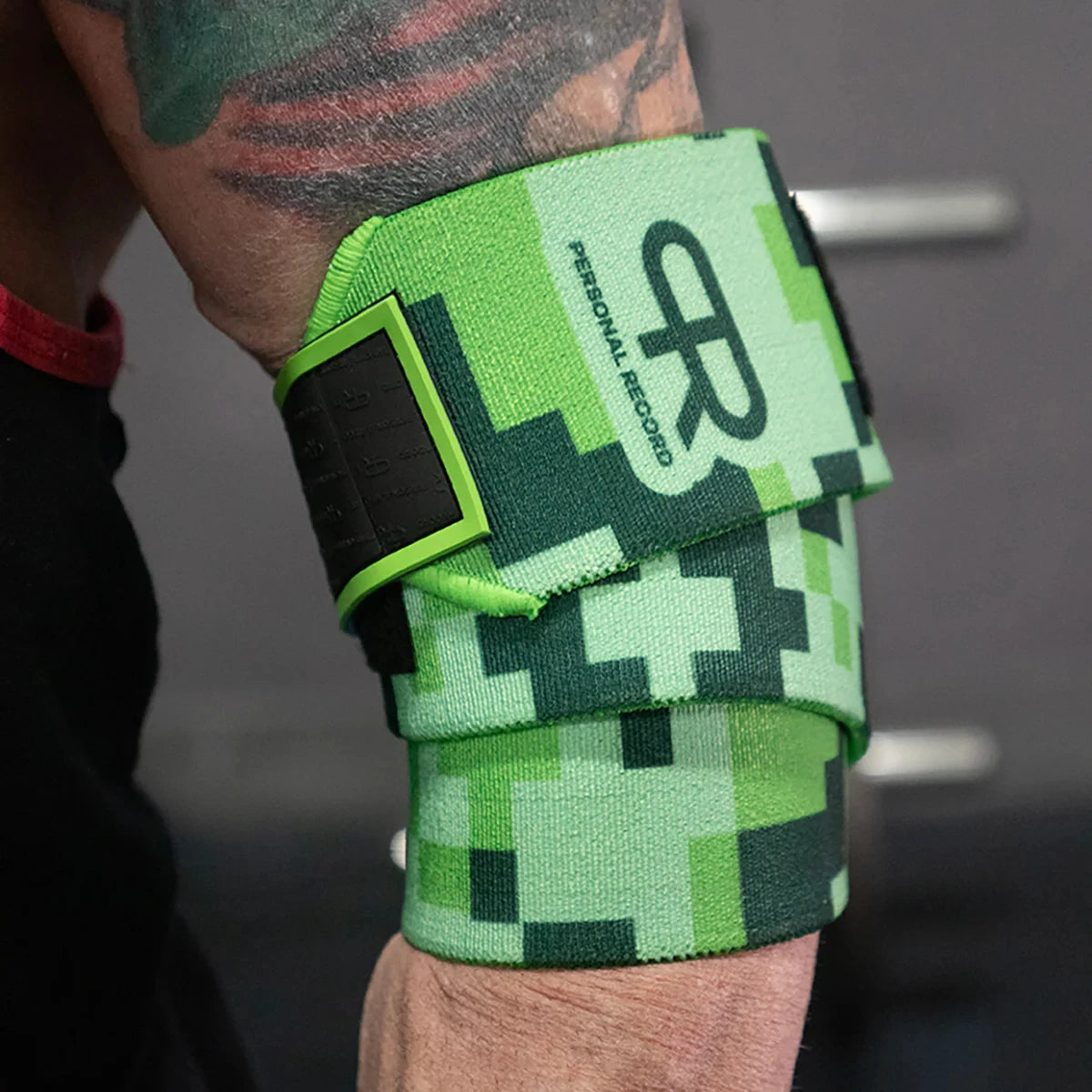 PR Heavy Duty Premium Elbow Wraps Personal Record Camouflage Mosaic Elbow Straps Weightlifting Deadlift Fitness Elbow Support
