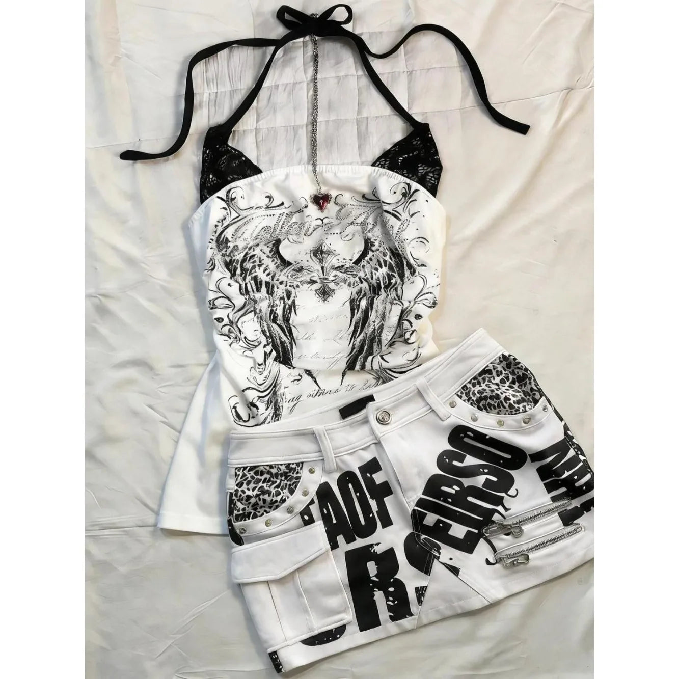 Women's Y2K Rose-Print Halter Crop Top