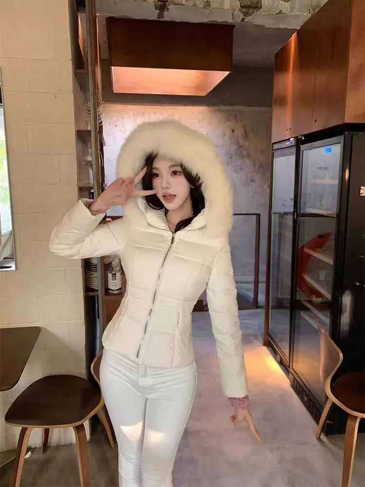 French Casual Long Sleeve Parka Coat Women's Design Hepburn Chic Hooded Zipper Coat Fashion Warm Retro Slim Coat New Style