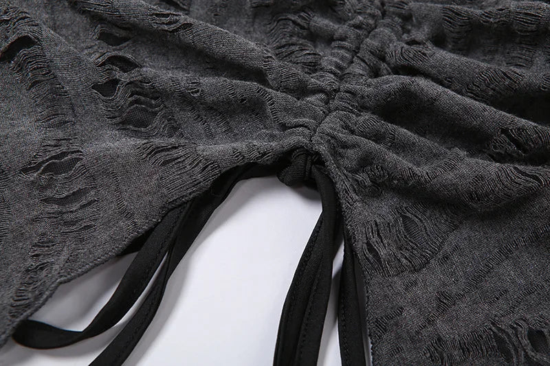 Gray Mystic Sexy Lace Cutout Retro Mature Charm Feminine Party Queen Senior Women's Long Sleeve Tuxedo Top