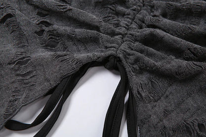 Gray Mystic Sexy Lace Cutout Retro Mature Charm Feminine Party Queen Senior Women's Long Sleeve Tuxedo Top