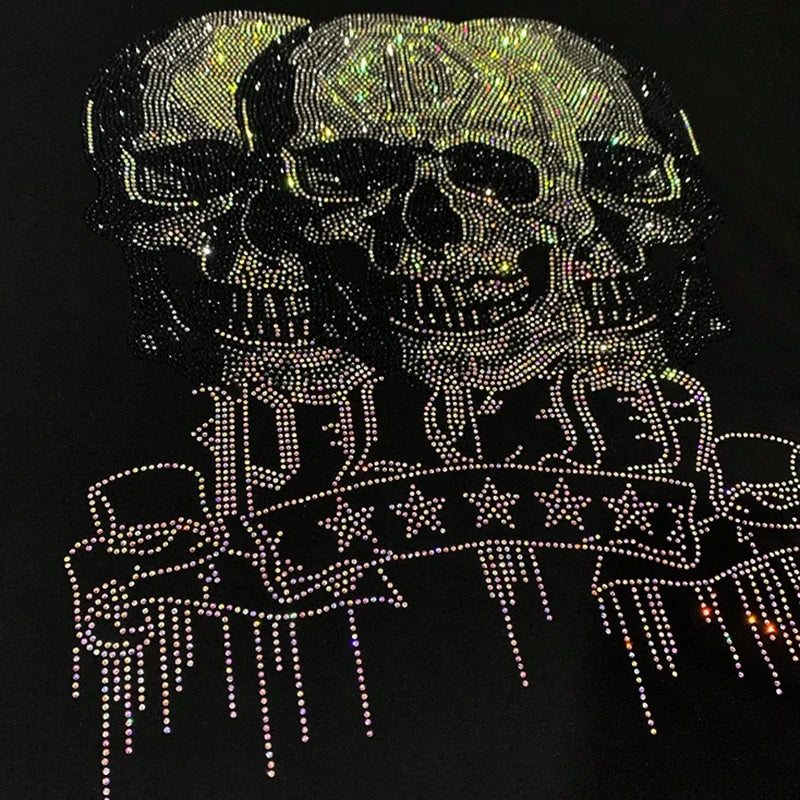 Men's suit, sports shirt, sports pants, two-piece set, fashionable letter, hot fashion skull rhinestones, hooded sportswear, men