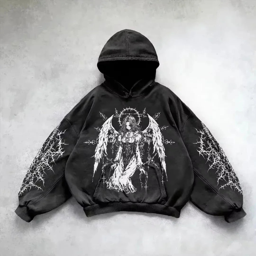 Women's Gothic Graphic Oversized Pullover Hoodie