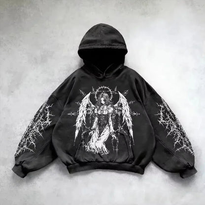 Women's Gothic Graphic Oversized Pullover Hoodie