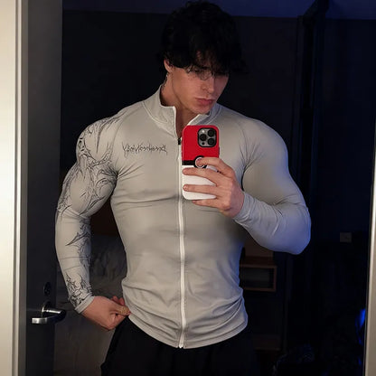 Dark Quick Drying Autumn And Winter Training Long Sleeved Men's Zipper - APEX RITUAL men's fitness & streetwear