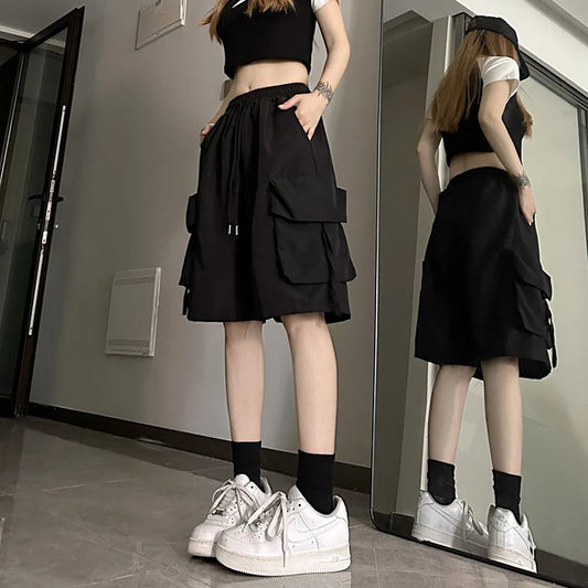 Women's Streetwear Cargo Wide-leg Shorts
