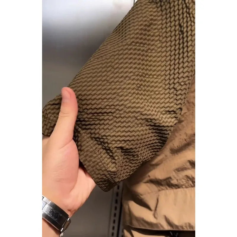 Fashionable Workwear Breathable Quick-drying Sports Suit Men's Textured Casual Hooded Short-sleeved Shorts Two-piece Set