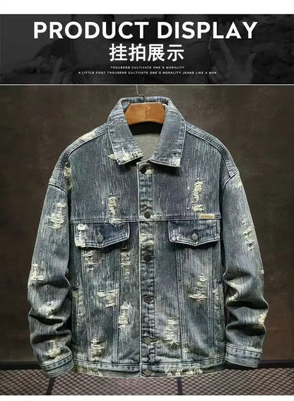 Spring Autumn New American Denim Coats Set Classic  retro Cowboy Jeans Trendy Two-Piece Sets Versatile Outerwear Casual Jacket
