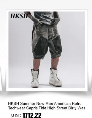 HKSH Summer New Men's Tide Dark Cotton T-shirt Classic Large Size Loose Ragged Edge Solid Color Tank Tops Chic Punk Vest HK2022