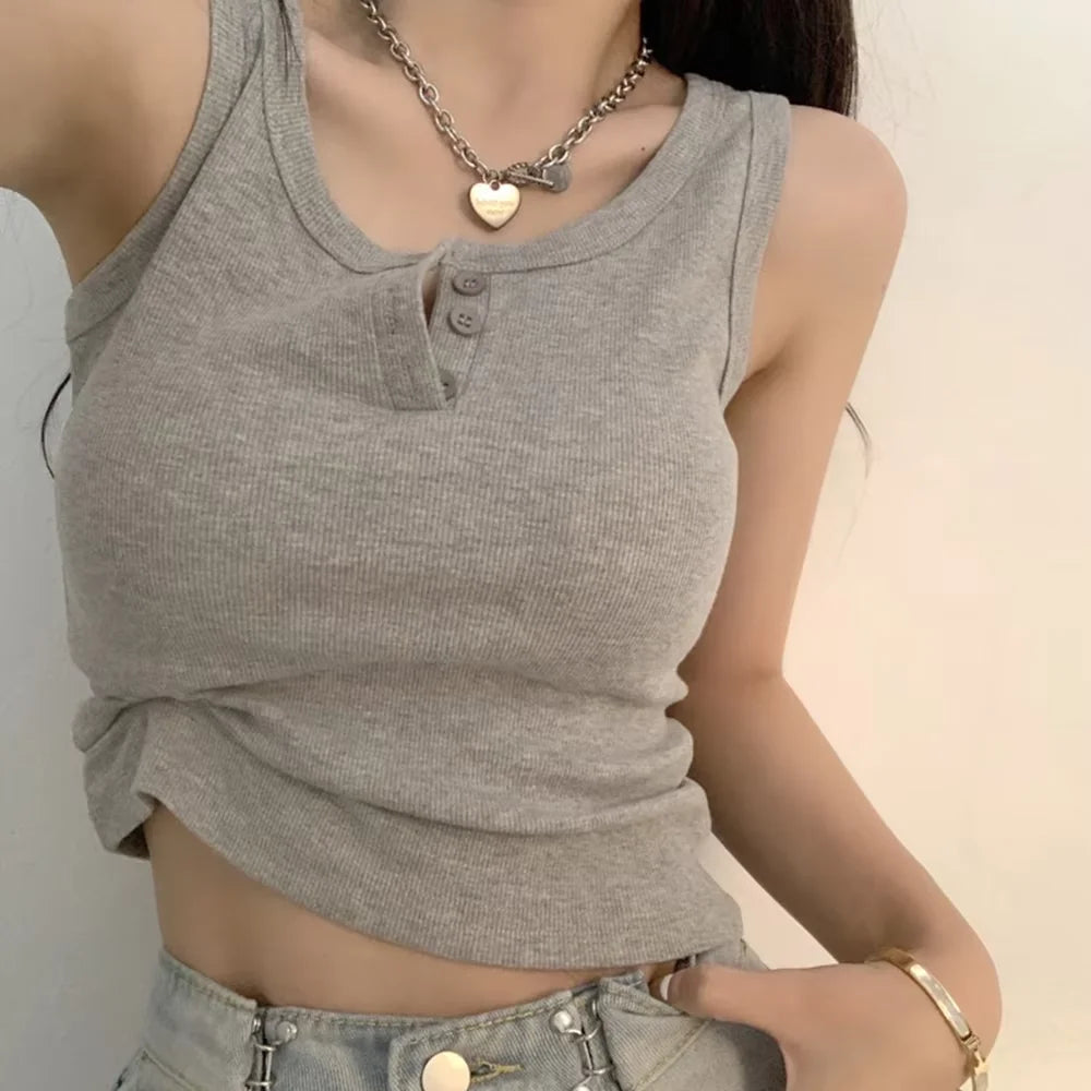 Women's Knitted Round-Neck Casual Tank Top