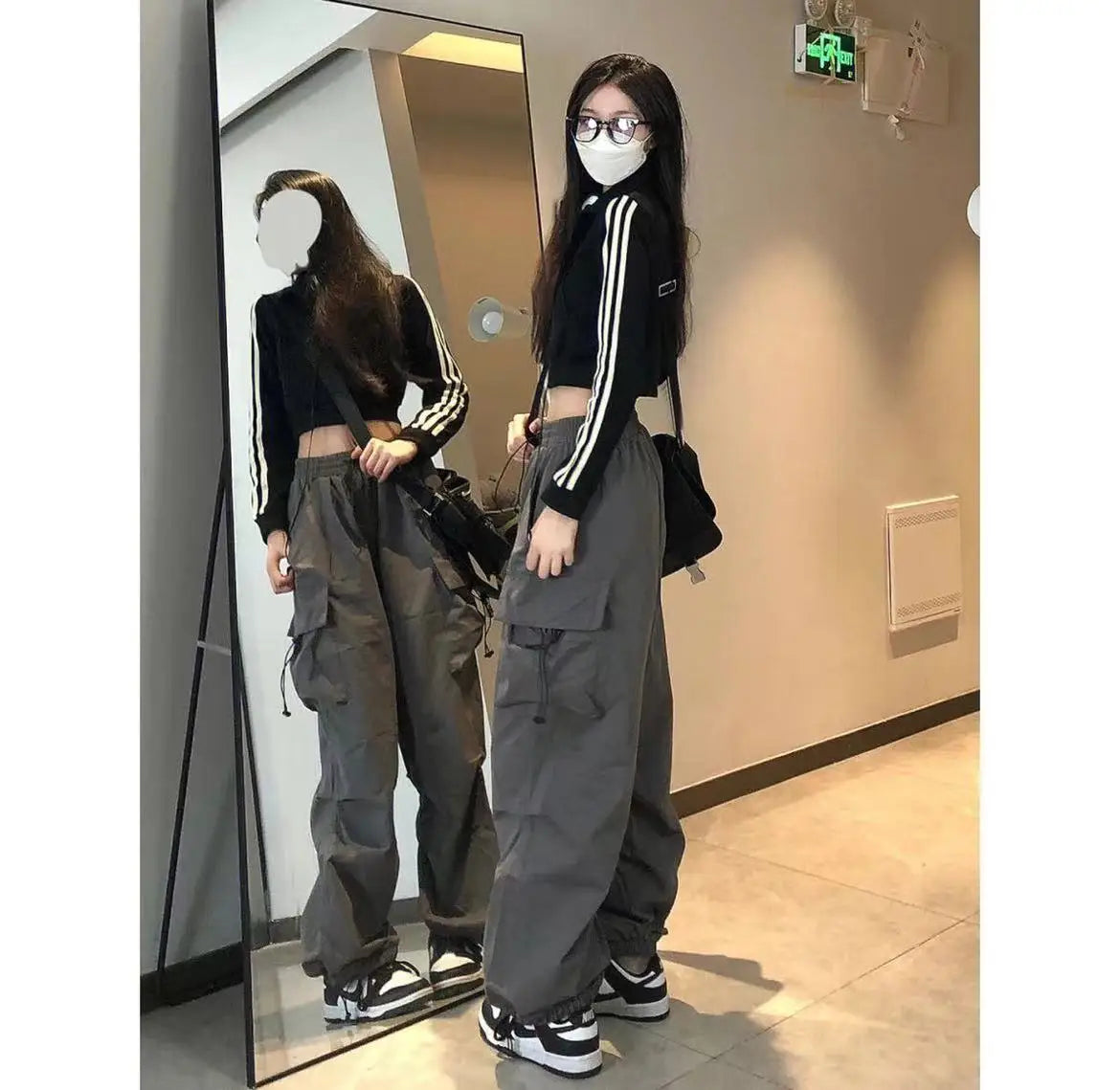 Bla Summer Thin Spor Wide Leg Casual Pants Qui Dry Jazz Dance Loose Fit Workwear Trousers High Waist Elastic Waisand