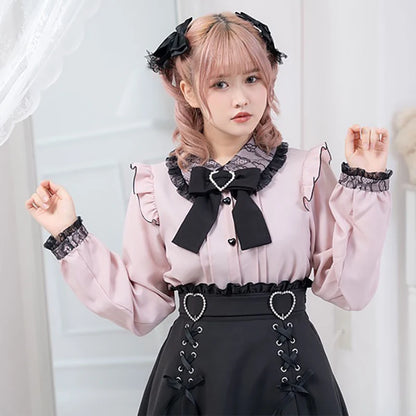 Women's Jirai Kei Lolita Long-Sleeve Blouse