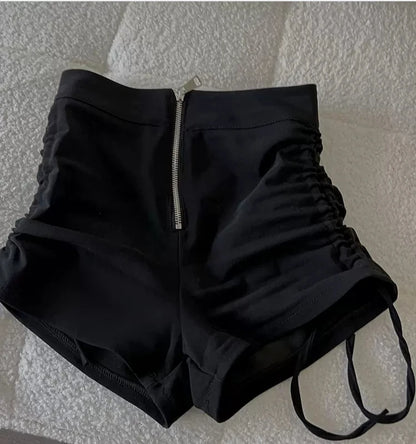 High Waist Straight Leg ort Pants Women's Casual Elastic Slim Fit White A-Line Hot Pants Summer Faion Small Size