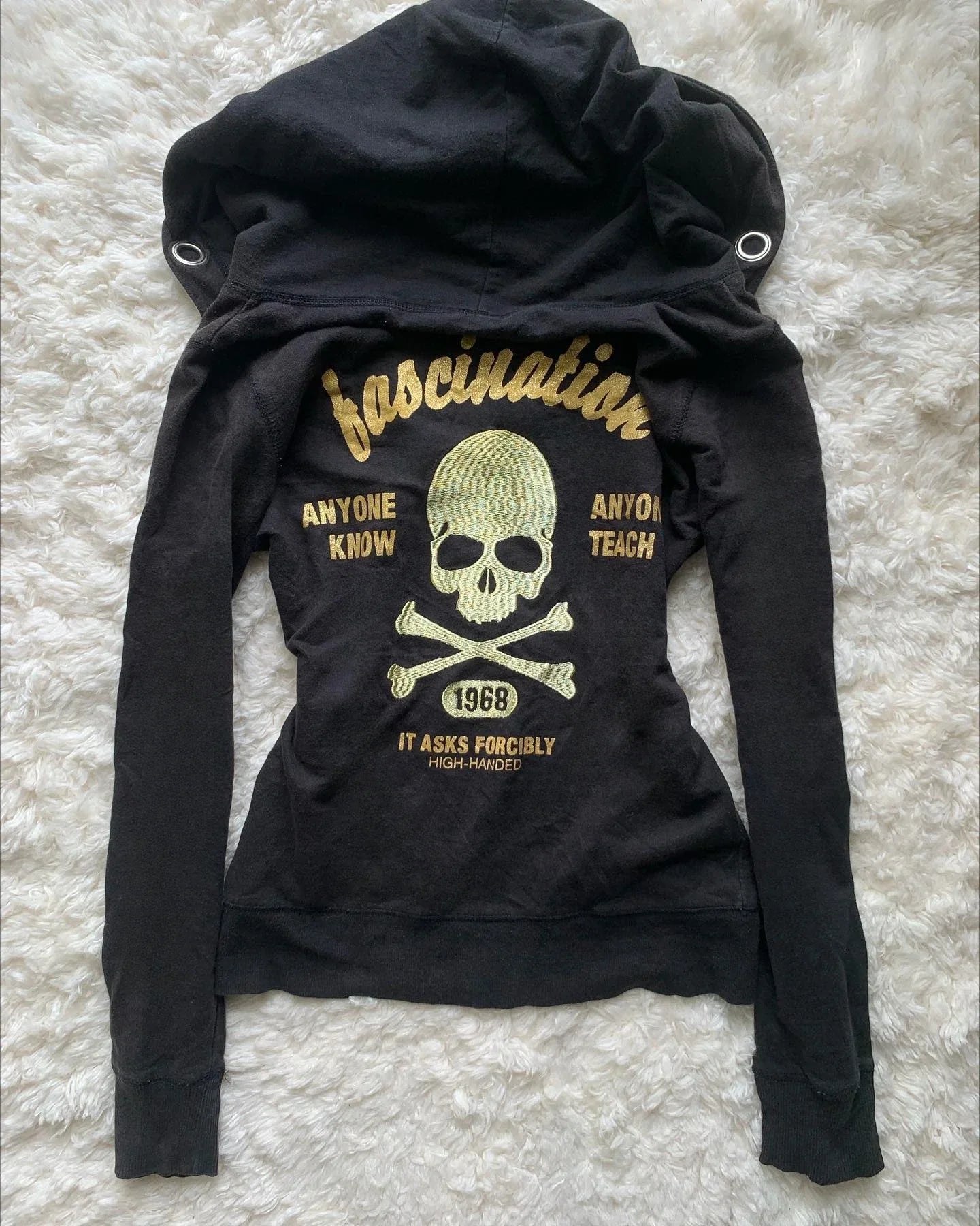 Women's Jacket Y2K Gothic Drawstring Design Black Zipper Sweatshirt Harajuku Letter Pattern Sexy Slim Fit Hoodie