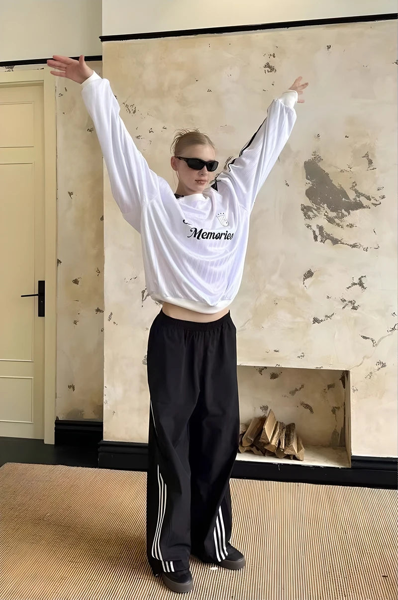 Spring and winter new American oblique shoulder long sleeve printed letter hoodie loose casual spice girls shirt T-shirt women