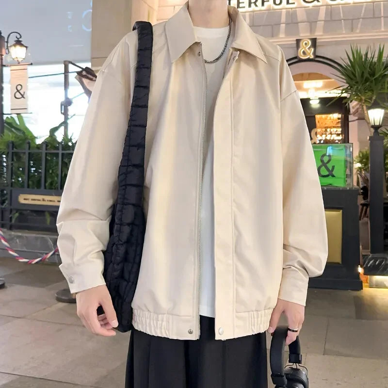 Youth Fashion Men Leather Jacket Casual Zipper Black Motorcycle Waterproof Windproof Pu Bomber Coat