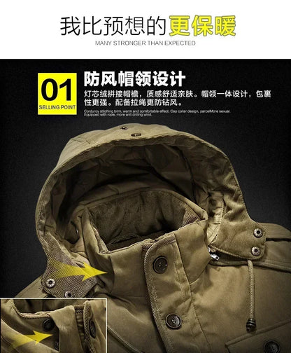 Thermal Hooded Casual New Coat Thermal Thick Jacket Men Military New Jacket Parkas Winter Men's Pile Jacket Outdoor Coat Men's