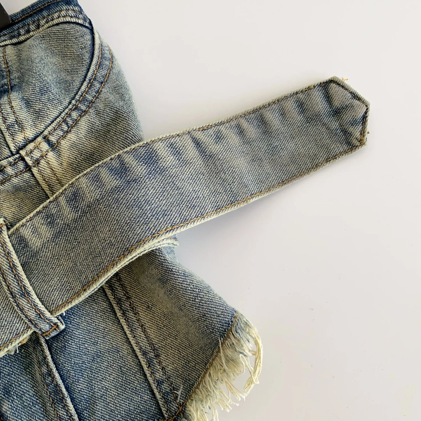 SINGREINY Vintage Denim Strapless Camis Backless Irregular Raw Hem Slim Distressed Crop Top Ladies Sashes Sexy Club Lingerie Top