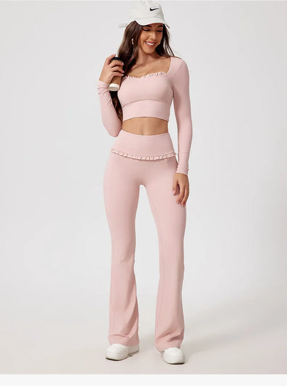 Women's Workout Wide-Leg Slim Fit Two-Piece Set