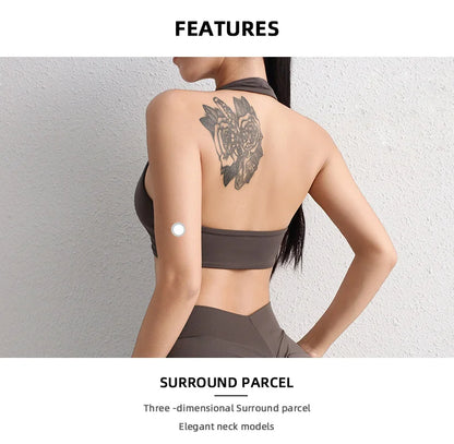 TRY TO BN Yoga Sports Bra Women Hanging Neck Vest Beautiful Back Underwear Chest Cross Fitness Tops Workout Running Gym Clothing