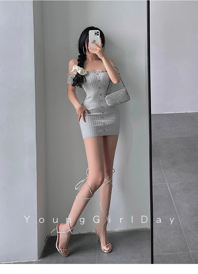 Women's One-Shoulder Knit Mini Dress