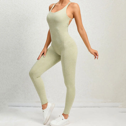Women's Workout Slim Fit Ruched Black Jumpsuit